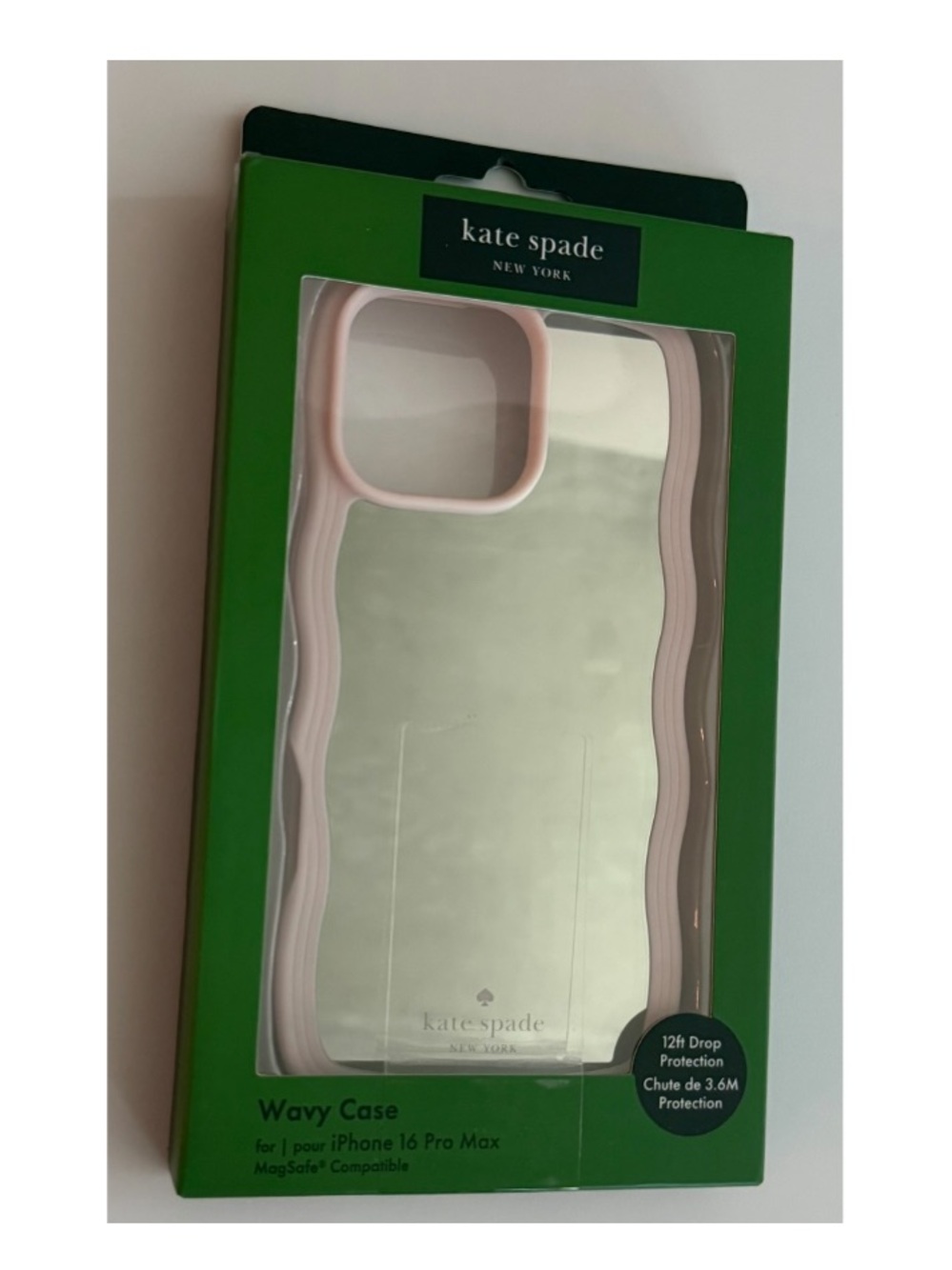 kate spade nwt Pink Trim Wavy Mirror iPhone Case 16 pro max
